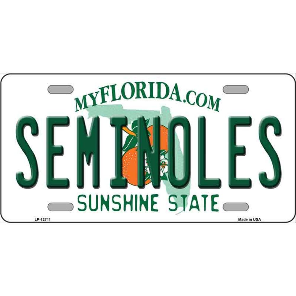NCAA Seminole  License Plate College Background Metal Tag Florida State New
